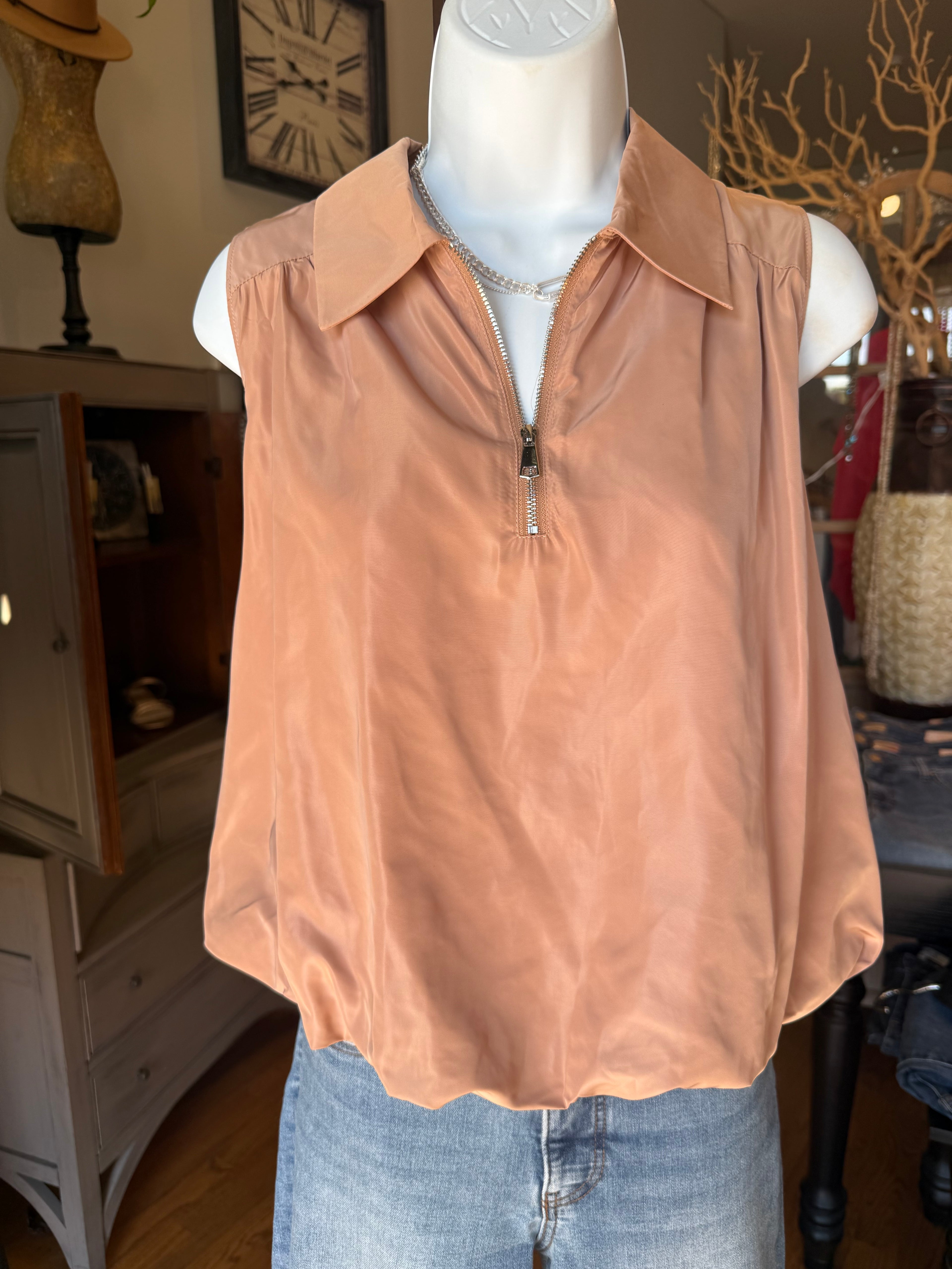 Sleeveless Bubble Hem Top