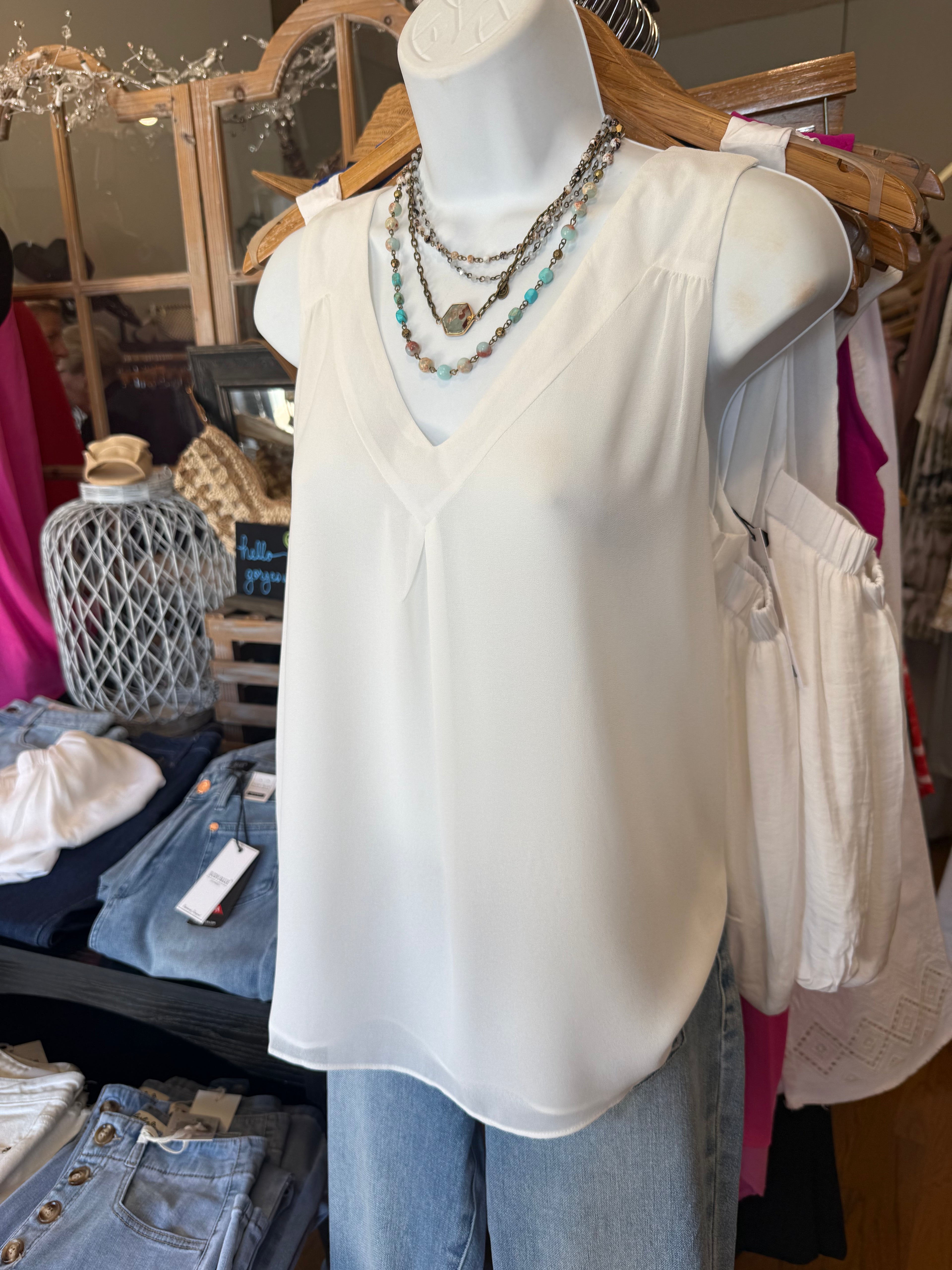 Classic White Sleeveless Blouse