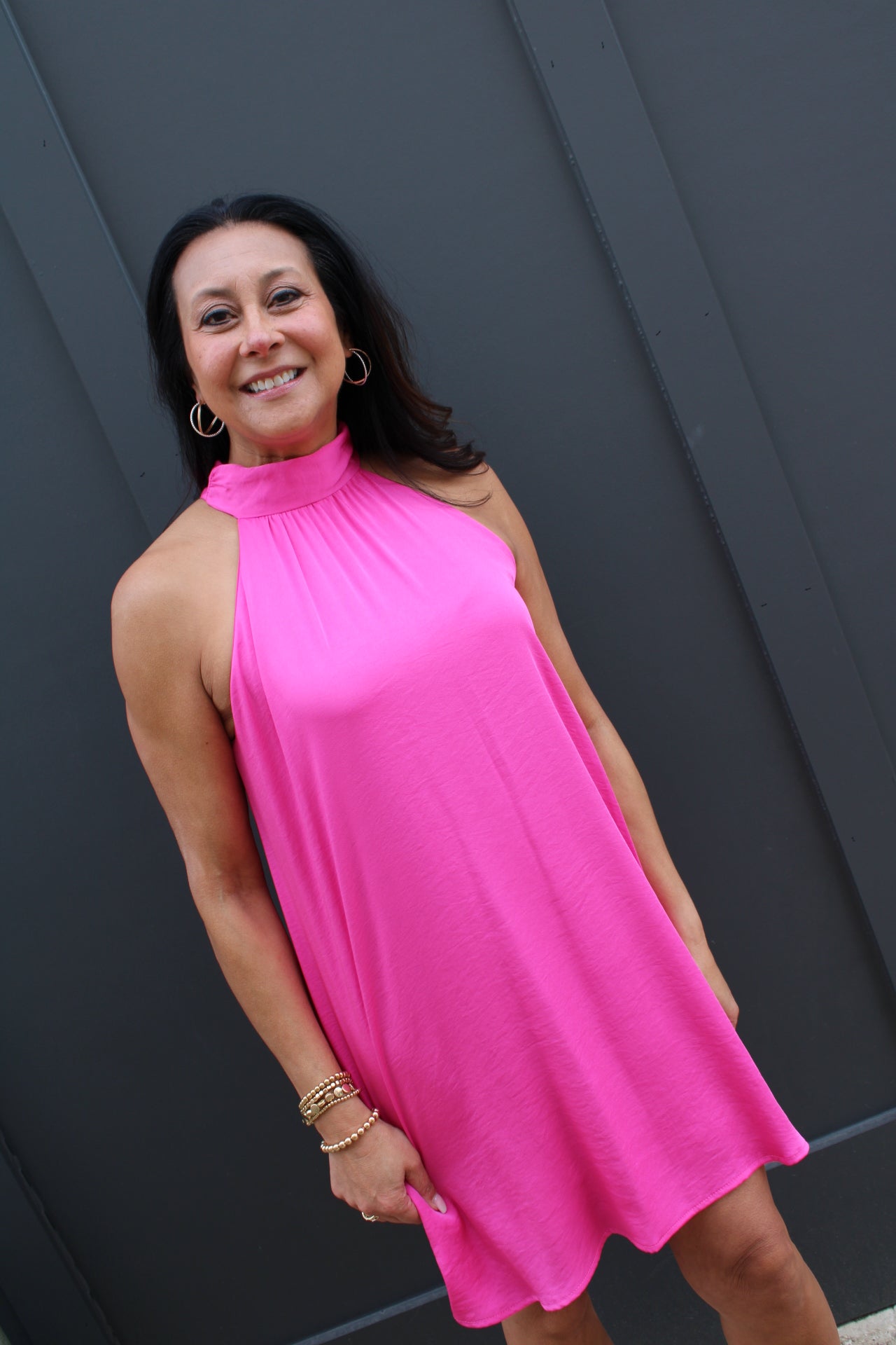 Halter Swing Dress | Fuchsia