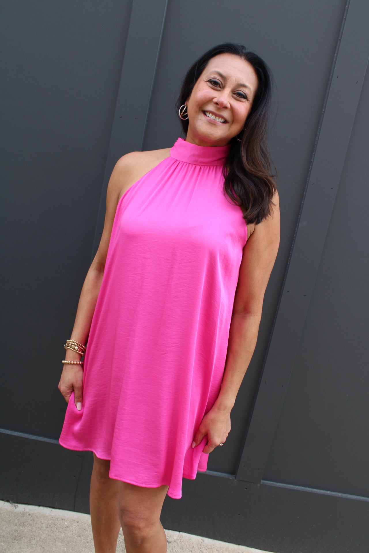 Halter Swing Dress | Fuchsia