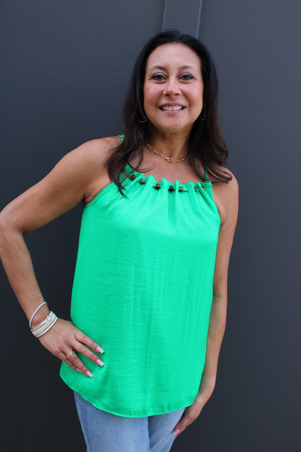 Bead Detail Tank | Green