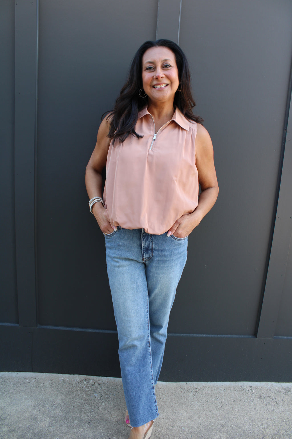 Sleeveless Bubble Hem Top